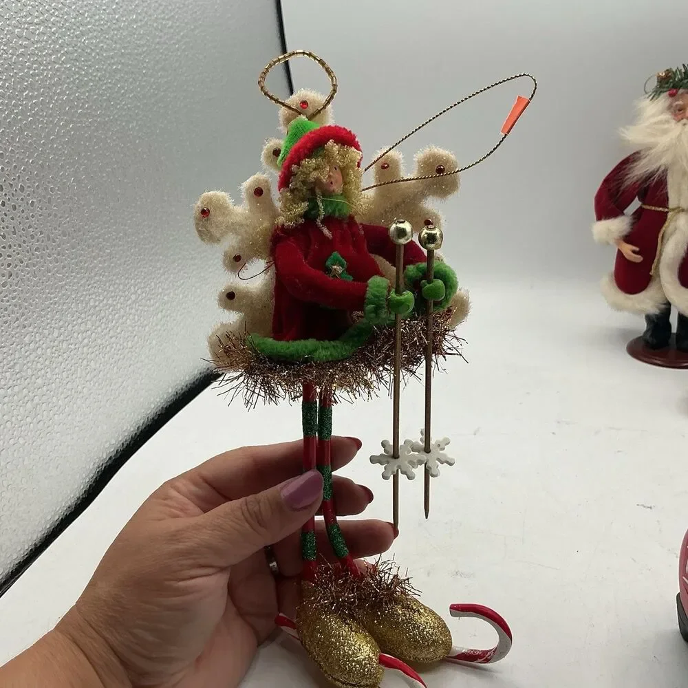 Vintage Silvestri Flurries Skiing Angel Laurel Nelson Christmas Ornament 9”